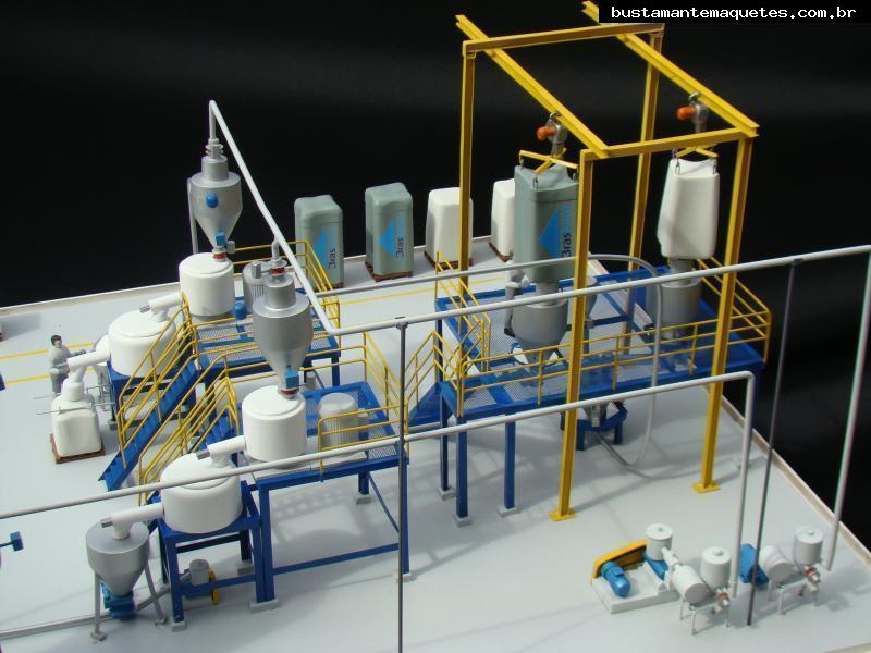 Foto de maquete fisica de Modelos Reduzidos produzida para o cliente Albag Engenharia Industrial Ltda., localizada na cidade de Joinville/SC